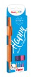 Pentel Brushpen Sign Pen Brush SES15 mit flexibler Pinselspitze, fein schreibend, Set mit 4 Schreibfarben